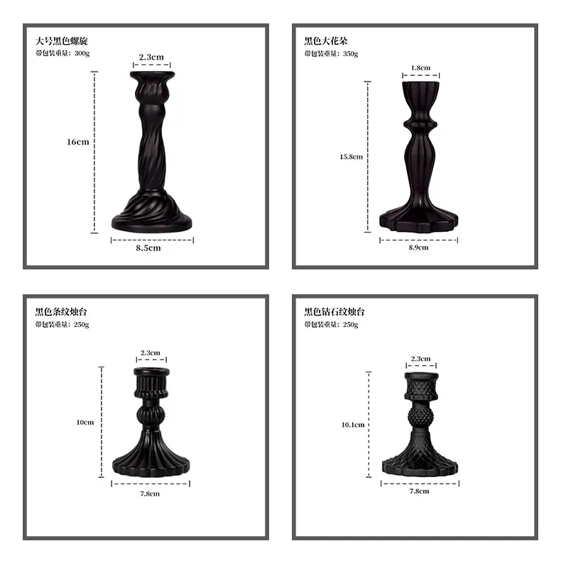French Style Black Roman Crystal Glass Candlestick Holder Retro Korean Ornaments for Homestay Room Soft Decoration Aromatherapy Table Centerpiece showcase 1