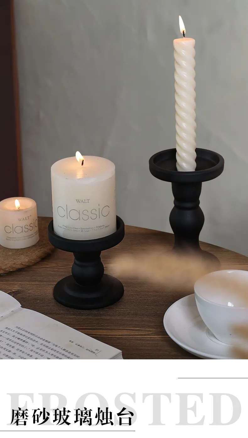 French Style Black Roman Crystal Glass Candlestick Holder Retro Korean Ornaments for Homestay Room Soft Decoration Aromatherapy Table Centerpiece showcase 5