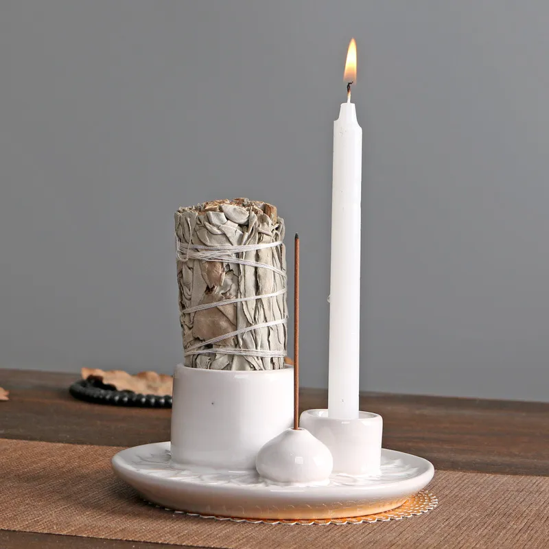 Ceramic Aromatherapy Candle Holder - Nordic Style Essential Oil Burner - Home Fragrance Diffuser - Decorative Candle Cup for Relaxation and Meditation thumbnail 1