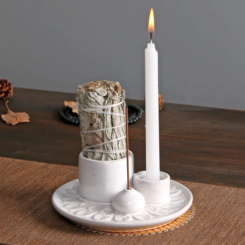 Ceramic Aromatherapy Candle Holder - Nordic Style Essential Oil Burner - Home Fragrance Diffuser - Decorative Candle Cup for Relaxation and Meditation thumbnail 3