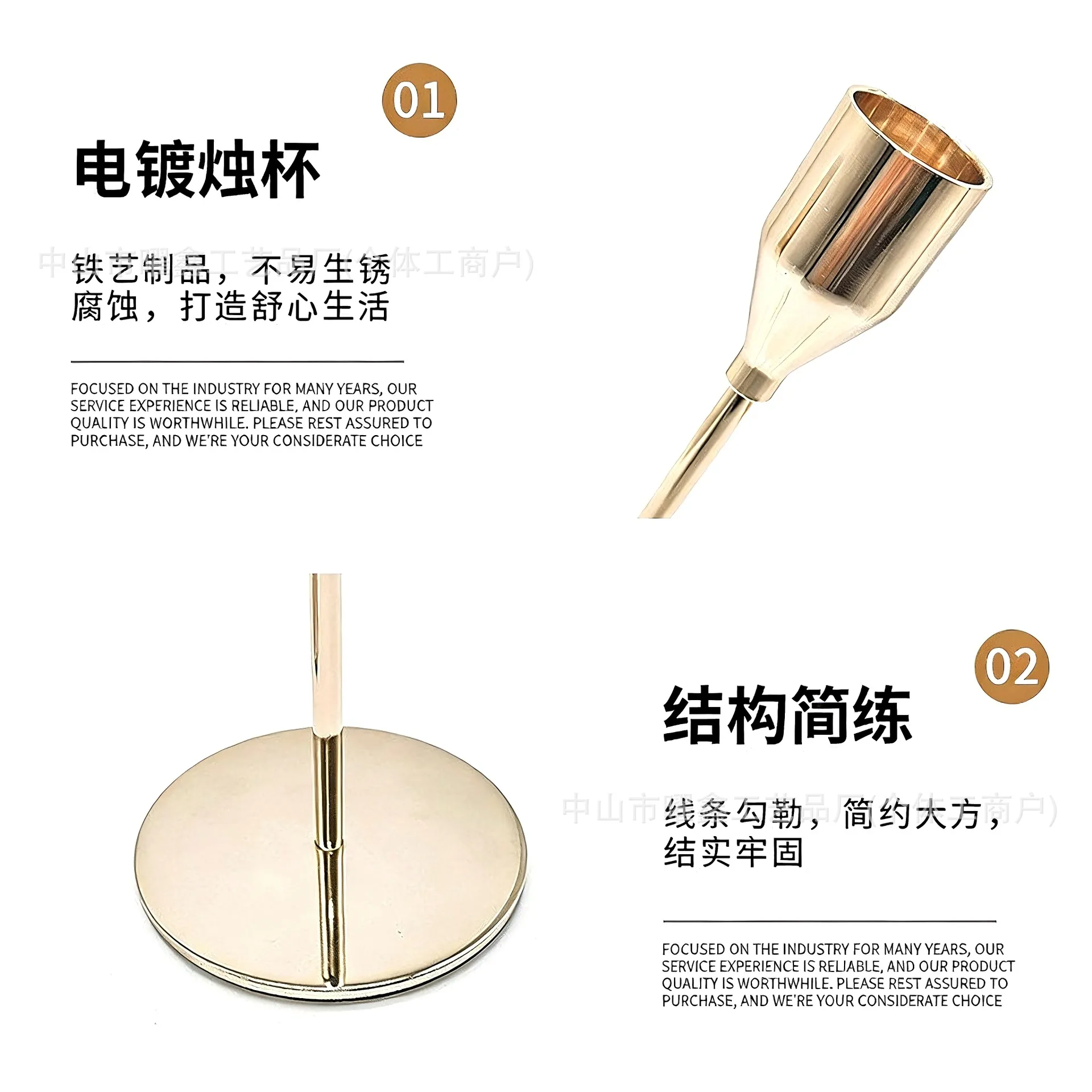 Elegant Metal Candle Holder Set - European Style Candlestick Ornaments for Dining Table, Wedding, and Home Decor - High-End Electroplated Finish thumbnail 4