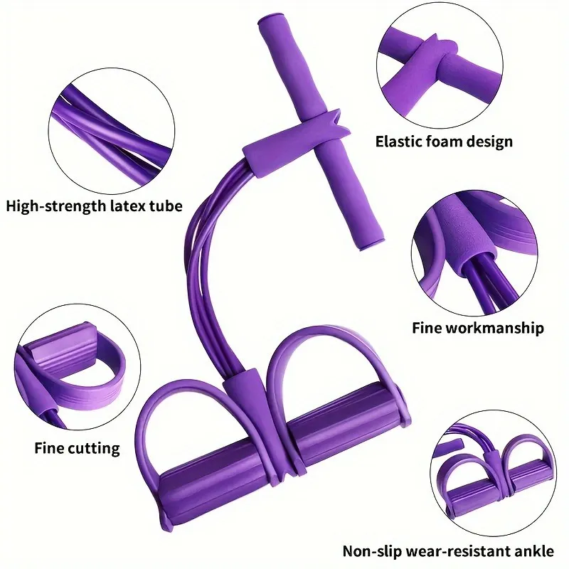 Resistance Band Pedal Exerciser - Portable Sit-Up Assistant, Abdominal Core Trainer, Leg Thigh Arm Workout Equipment for Home Gym Fitness, Yoga, Pilates thumbnail 4