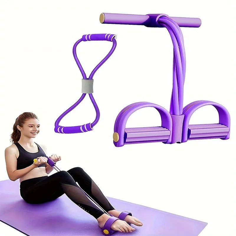 Resistance Band Pedal Exerciser - Portable Sit-Up Assistant, Abdominal Core Trainer, Leg Thigh Arm Workout Equipment for Home Gym Fitness, Yoga, Pilates thumbnail 1