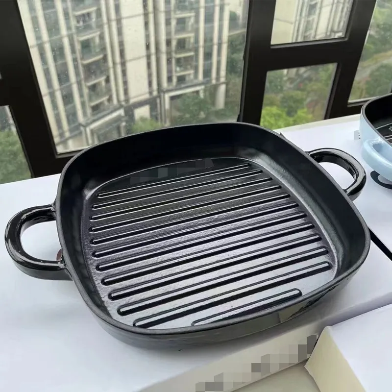 Cast Iron Frying Pan Non-Stick Skillet for Induction Cooker Gas Stove Universal Use - High Quality Steak & BBQ Grill Pan thumbnail 7