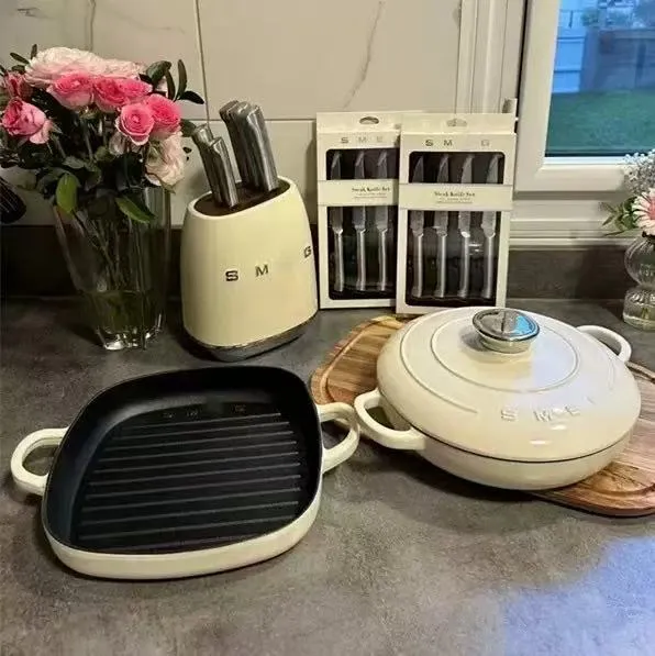 Smeg Frying Pan - High Quality Cast Iron Non-Stick Pan for Induction Cooker & Gas Stove - Smeg Factory Direct Baking Pan thumbnail 3