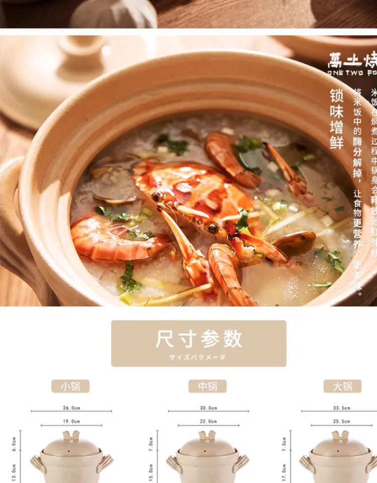 Japanese Style Clay Casserole Pot with Double Lid - Unglazed Earthenware Soup Pot for Gas or Open Fire Cooking - High Temperature Resistant Household Cookware showcase 4