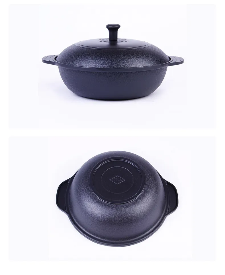 Korean Style Double Bottom Casserole Dish Non-Stick Iron Pot Cookware Set for Home Kitchen Use showcase 15