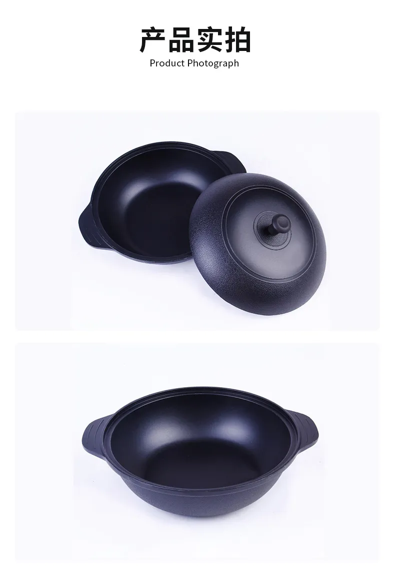 Korean Style Double Bottom Casserole Dish Non-Stick Iron Pot Cookware Set for Home Kitchen Use showcase 14