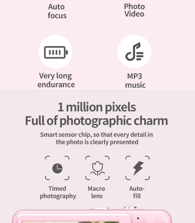Kids Digital Camera HD 1080P Portable Video Camera for Children Students with Card Slot, Shockproof Design, Fun Games, Perfect Birthday Gift showcase 4