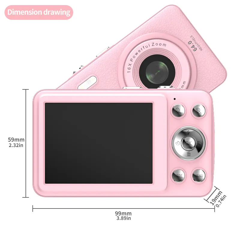 Kids Digital Camera HD 1080P Portable Video Camera for Children Students with Card Slot, Shockproof Design, Fun Games, Perfect Birthday Gift thumbnail 3