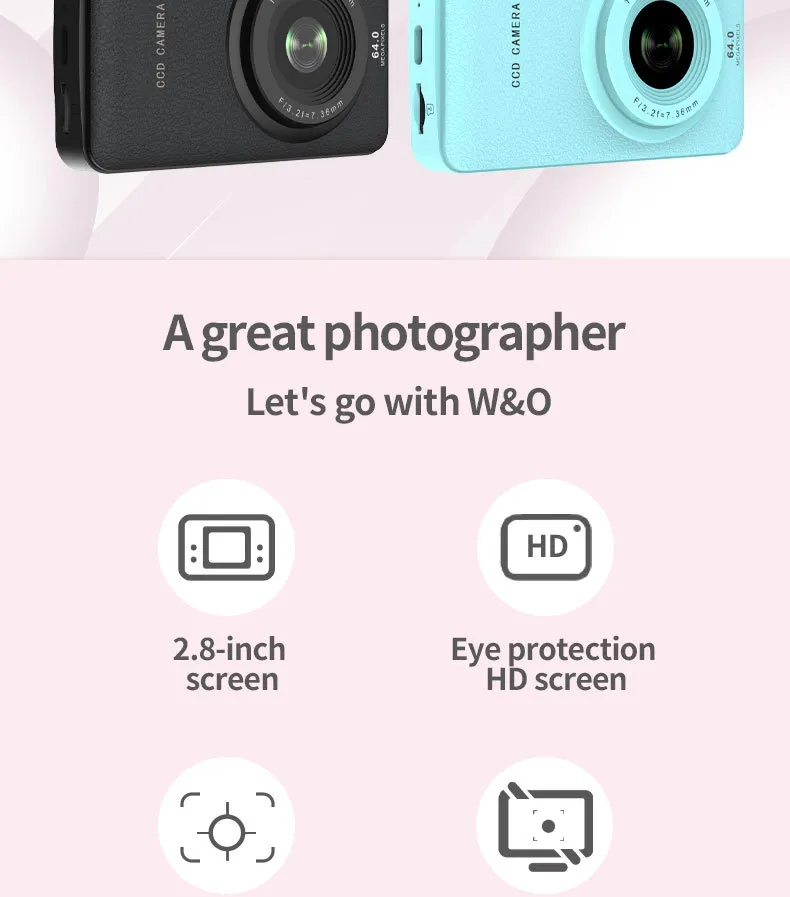 Kids Digital Camera HD 1080P Portable Video Camera for Children Students with Card Slot, Shockproof Design, Fun Games, Perfect Birthday Gift showcase 3