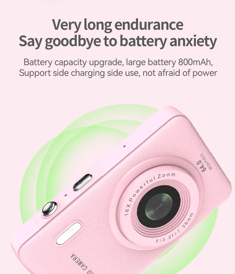 Kids Digital Camera HD 1080P Portable Video Camera for Children Students with Card Slot, Shockproof Design, Fun Games, Perfect Birthday Gift showcase 9