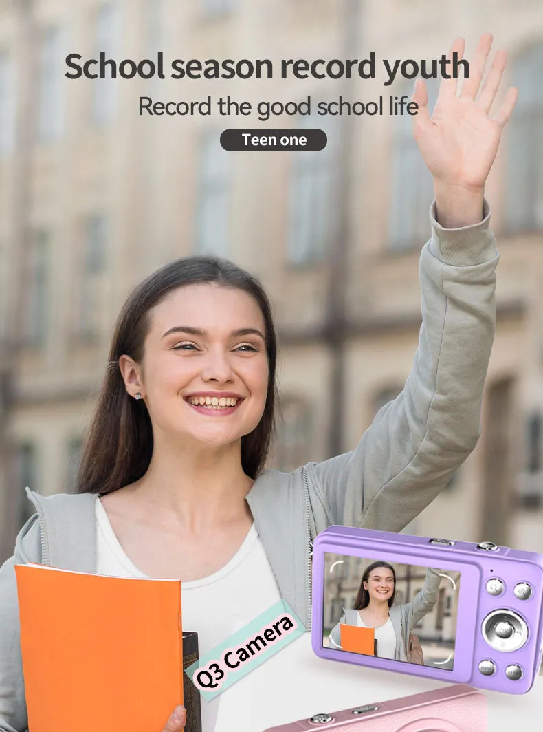 Kids Digital Camera HD 1080P Portable Video Camera for Children Students with Card Slot, Shockproof Design, Fun Games, Perfect Birthday Gift showcase 1