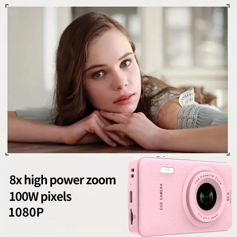 Kids Digital Camera HD 1080P Portable Video Camera for Children Students with Card Slot, Shockproof Design, Fun Games, Perfect Birthday Gift thumbnail 2