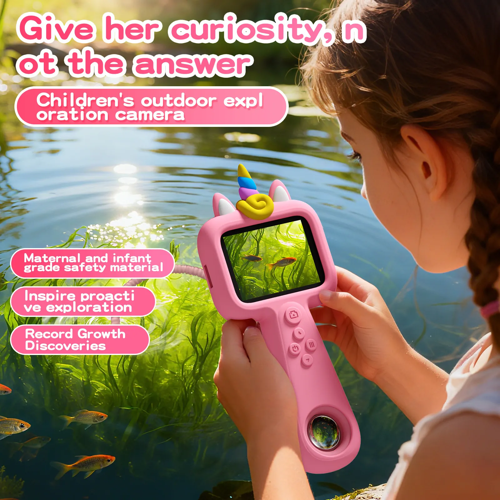 Kids Digital Camera 2025 New Educational Cartoon Camera for Children's Outdoor Exploration Photography, Portable Shockproof Video Recorder, Best Gift for Boys and Girls thumbnail 1