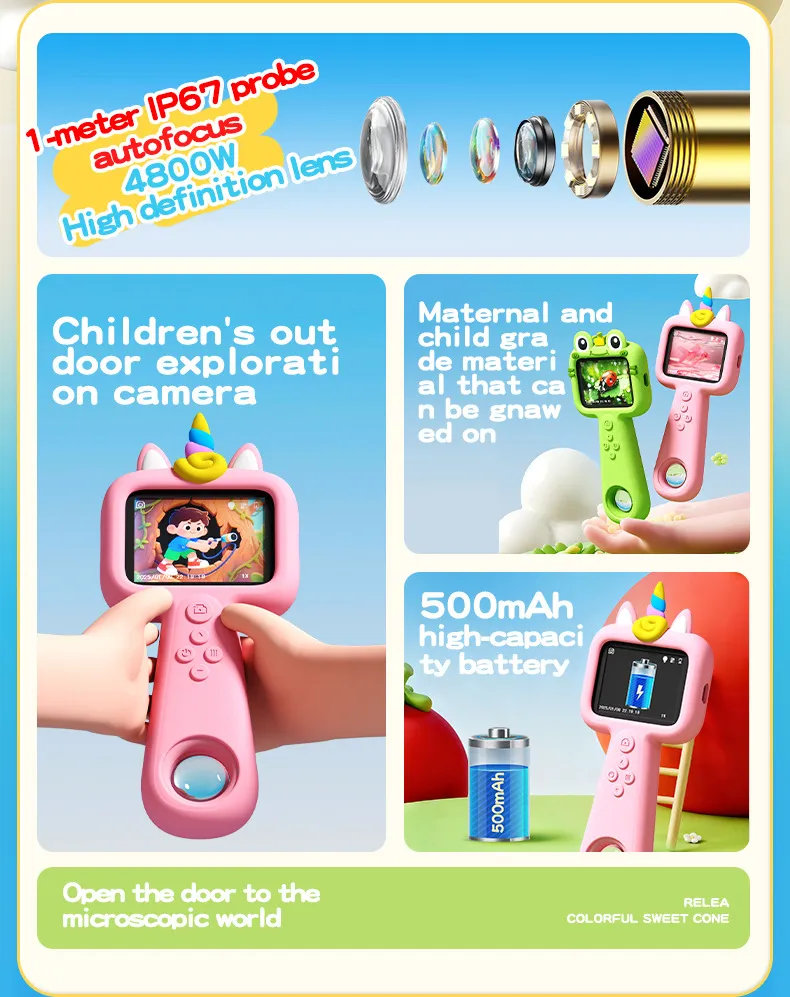 Kids Digital Camera 2025 New Educational Cartoon Camera for Children's Outdoor Exploration Photography, Portable Shockproof Video Recorder, Best Gift for Boys and Girls showcase 2