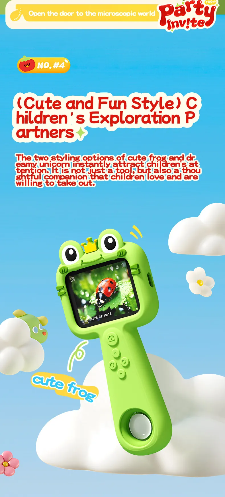 Kids Digital Camera 2025 New Educational Cartoon Camera for Children's Outdoor Exploration Photography, Portable Shockproof Video Recorder, Best Gift for Boys and Girls showcase 6