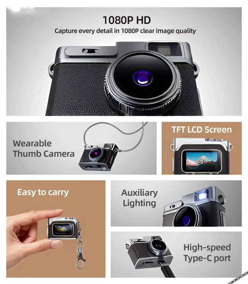 Mini Digital Camera 800W CMOS Retro Style Portable Pocket Camera for Kids Teens Adults Photography, Small HD Thumb Camera, Hot-Selling Cross-Border Camera showcase 3