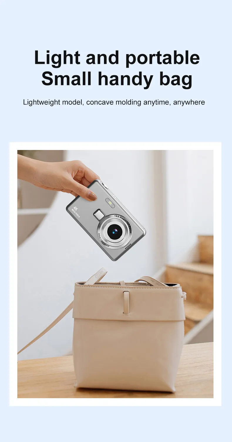 4K HD Digital Camera for Students & Home Use - Compact Mini Card Camera for Photography & Video Recording showcase 3