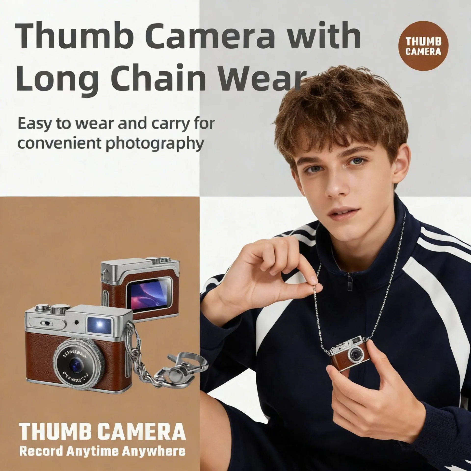 Kids Digital Camera, Retro Style Mini Camera for Children, Portable Outdoor Sports Camera, Video Recording, Perfect for Students, Photography Gift thumbnail 2