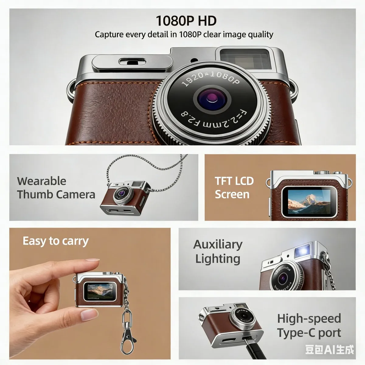 Kids Digital Camera, Retro Style Mini Camera for Children, Portable Outdoor Sports Camera, Video Recording, Perfect for Students, Photography Gift showcase 13