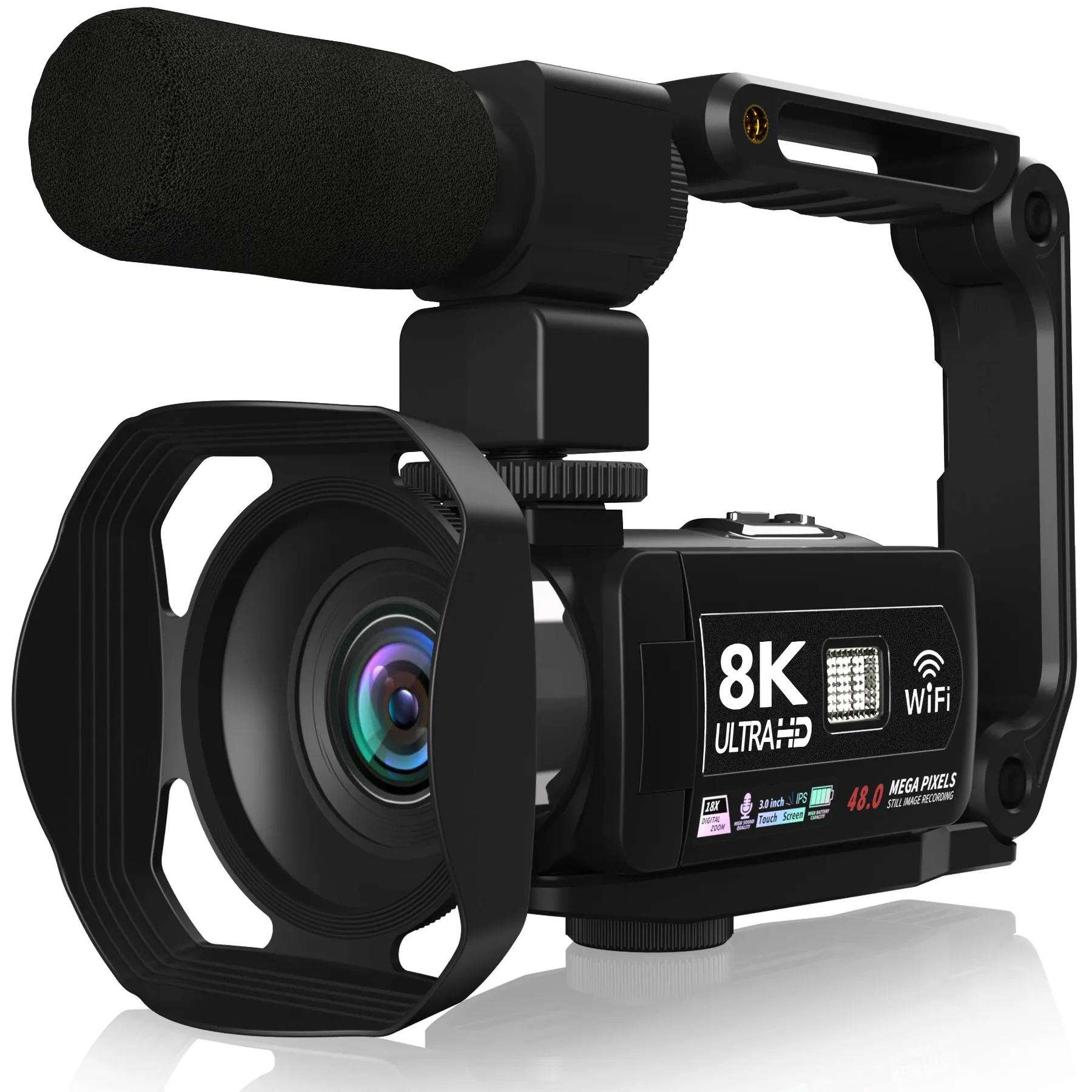 8K WiFi HD Digital Camera Touch Screen Handheld Camcorder for Travel, Wedding, and Vlogging - Automatic Video Recording