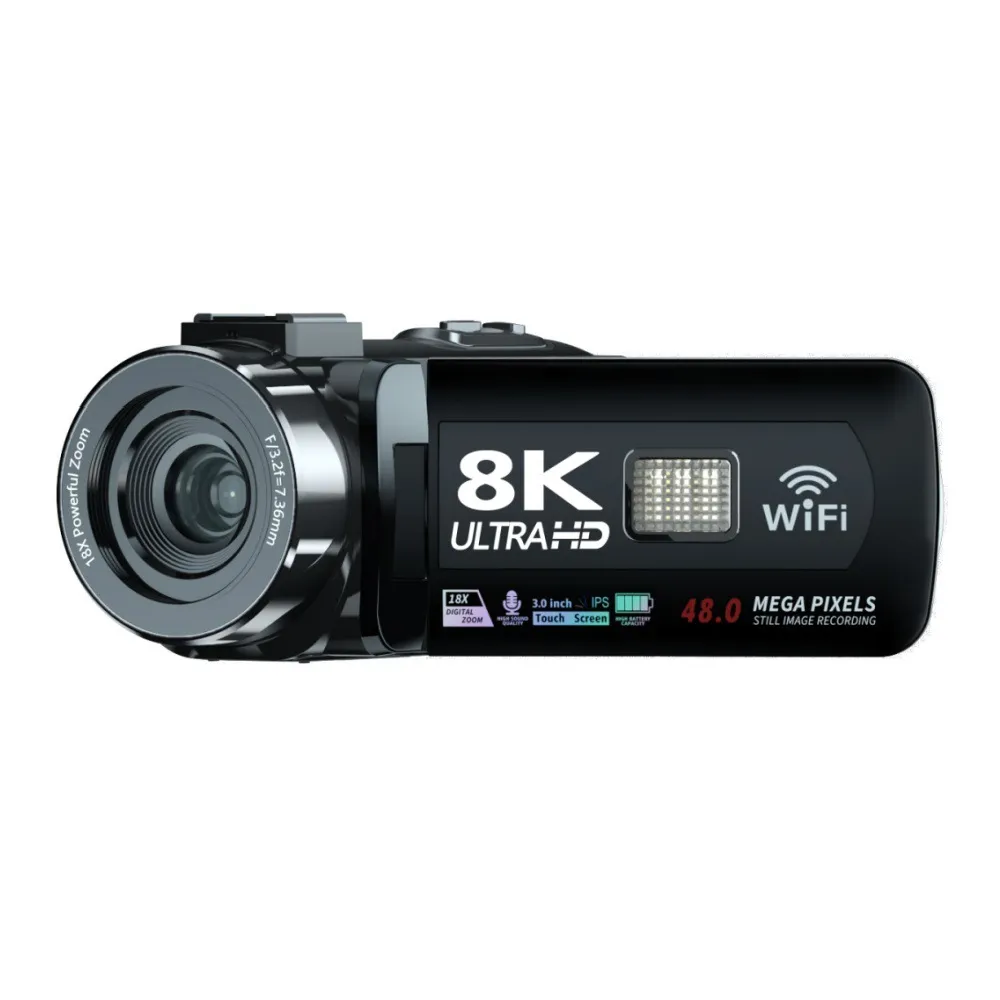 8K WiFi HD Digital Camera Touch Screen Handheld Camcorder for Travel, Wedding, and Vlogging - Automatic Video Recording thumbnail 2