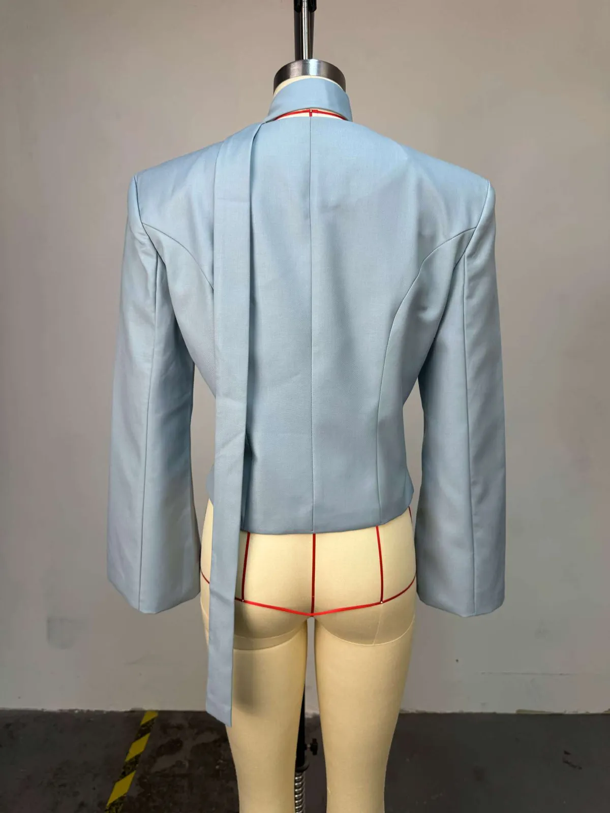 Women's Casual Blazer Jacket - Long Sleeve V-Neck Solid Color Scarf Detail - European & American Fashion 2026 Style - Ladies' Office Wear, Trendy Outerwear showcase 12