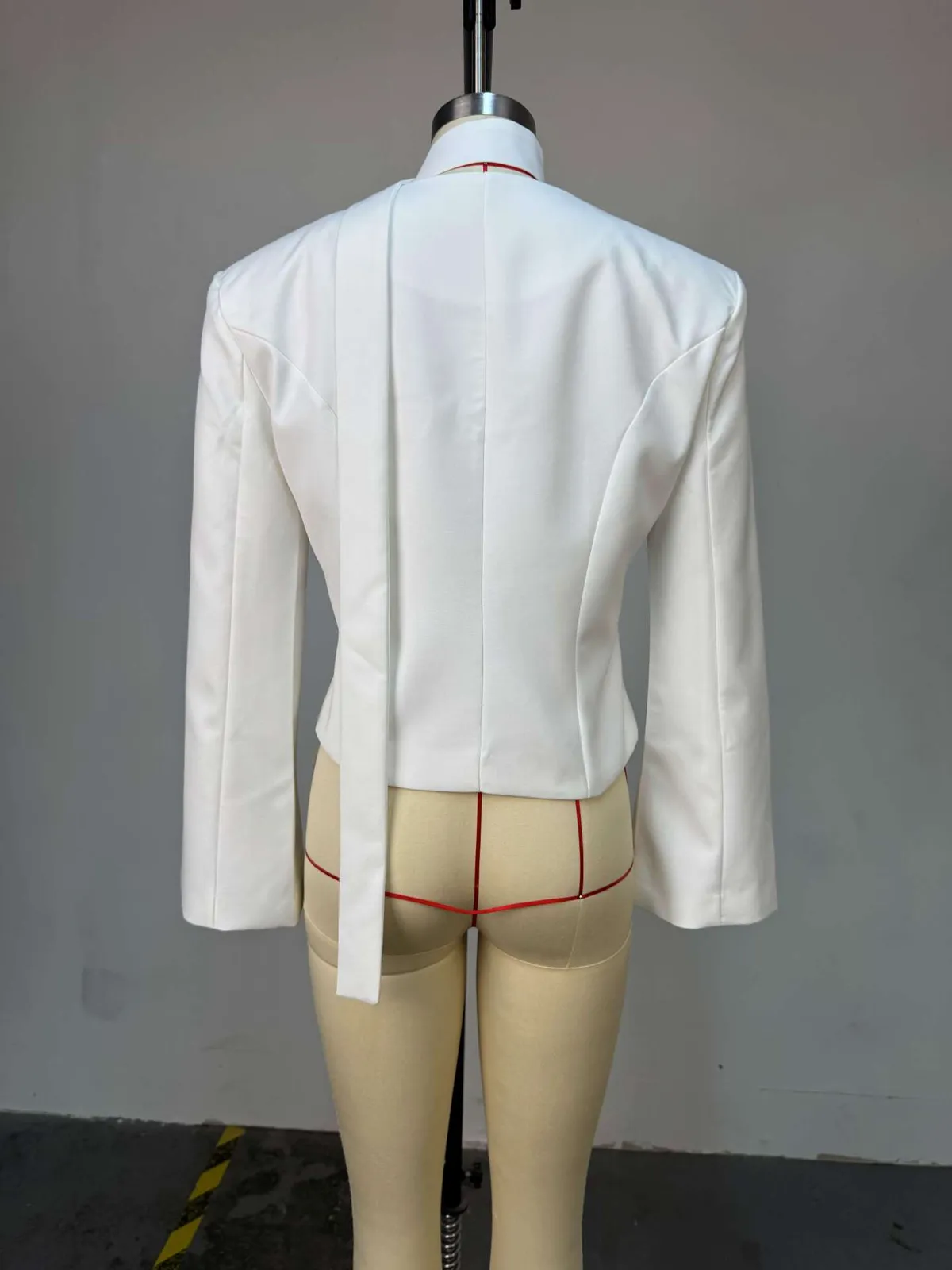 Women's Casual Blazer Jacket - Long Sleeve V-Neck Solid Color Scarf Detail - European & American Fashion 2026 Style - Ladies' Office Wear, Trendy Outerwear showcase 9