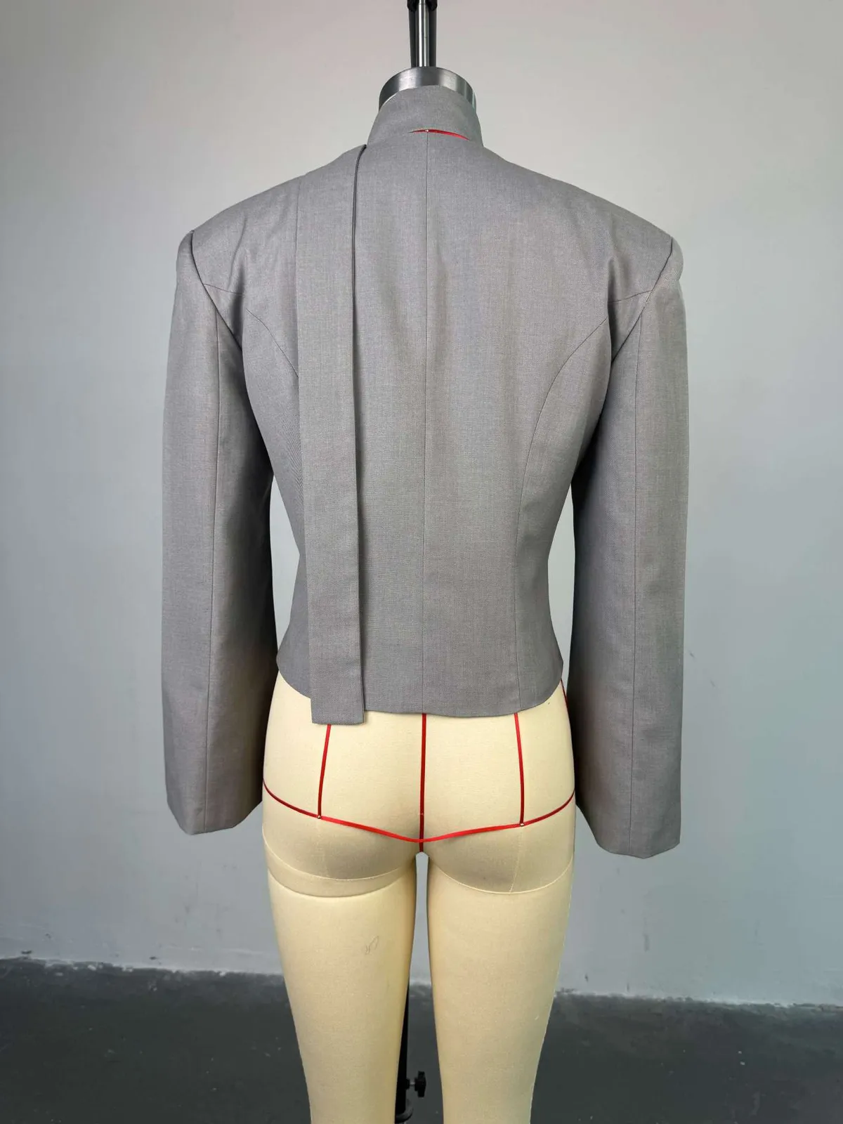 Women's Casual Blazer Jacket - Long Sleeve V-Neck Solid Color Scarf Detail - European & American Fashion 2026 Style - Ladies' Office Wear, Trendy Outerwear showcase 6