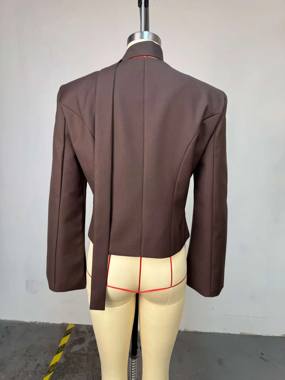 Women's Casual Blazer Jacket - Long Sleeve V-Neck Solid Color Scarf Detail - European & American Fashion 2026 Style - Ladies' Office Wear, Trendy Outerwear showcase 15