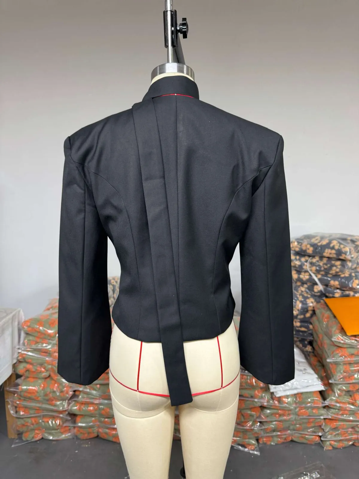 Women's Casual Blazer Jacket - Long Sleeve V-Neck Solid Color Scarf Detail - European & American Fashion 2026 Style - Ladies' Office Wear, Trendy Outerwear showcase 18