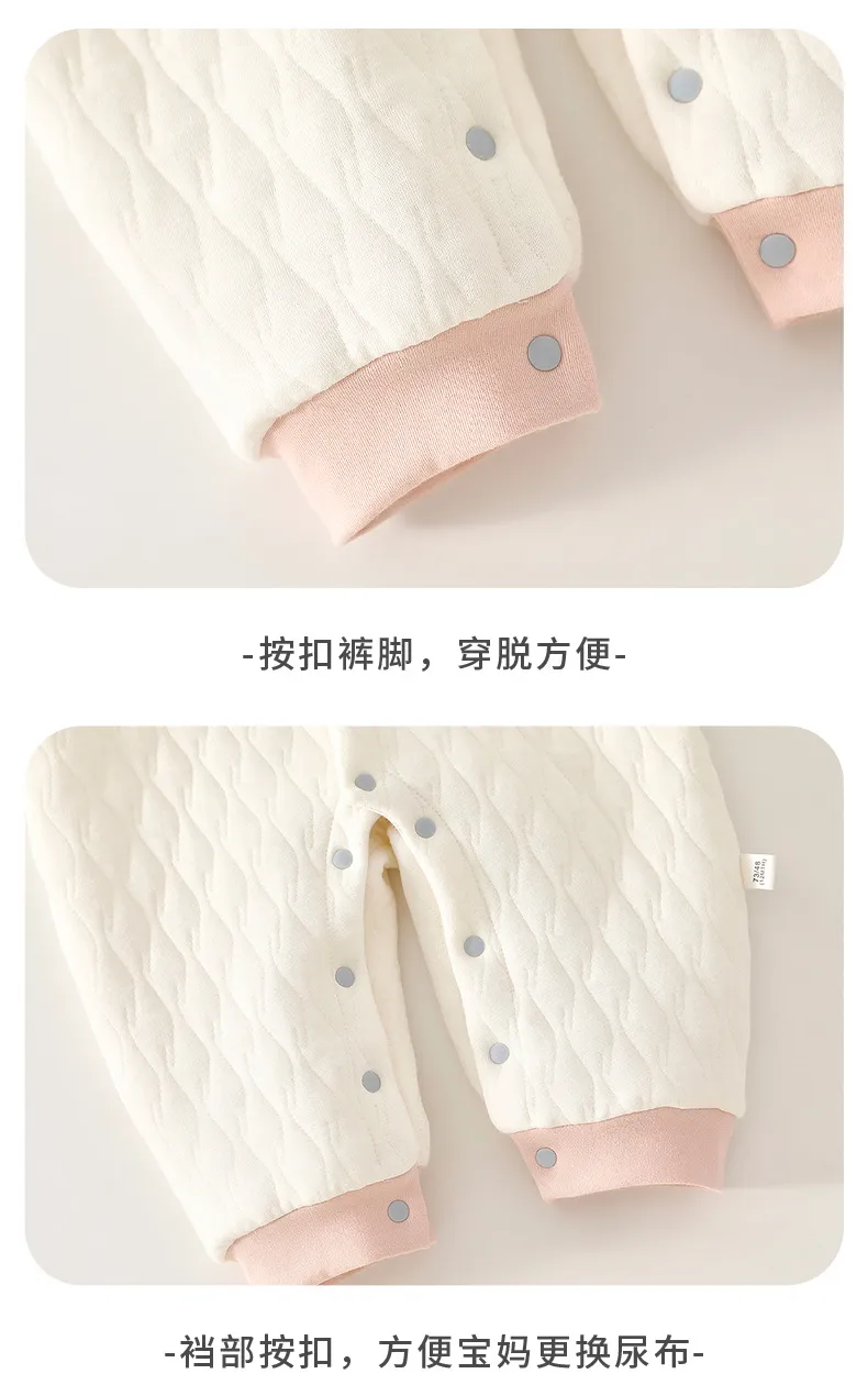 Baby Sleeping Bag Winter Warm Quilted Jumpsuit Long Sleeve Crawling Suit for Boys and Girls Newborn Infant Toddler Thick Padded Outfit showcase 15