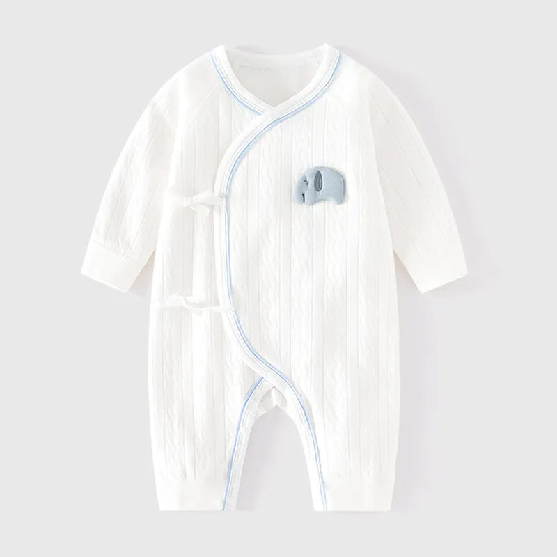 Newborn Baby Cotton Jumpsuit - Four-Season Pajamas with Jacquard Straps - Cute Cartoon Harem Design for Boys and Girls thumbnail 1