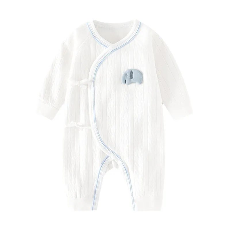 Newborn Baby Cotton Jumpsuit - Four-Season Pajamas with Jacquard Straps - Cute Cartoon Harem Design for Boys and Girls thumbnail 5