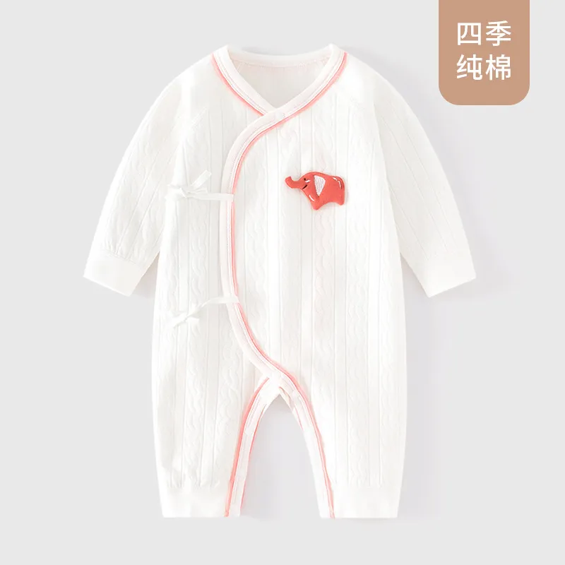 Newborn Baby Cotton Jumpsuit - Four-Season Pajamas with Jacquard Straps - Cute Cartoon Harem Design for Boys and Girls thumbnail 6