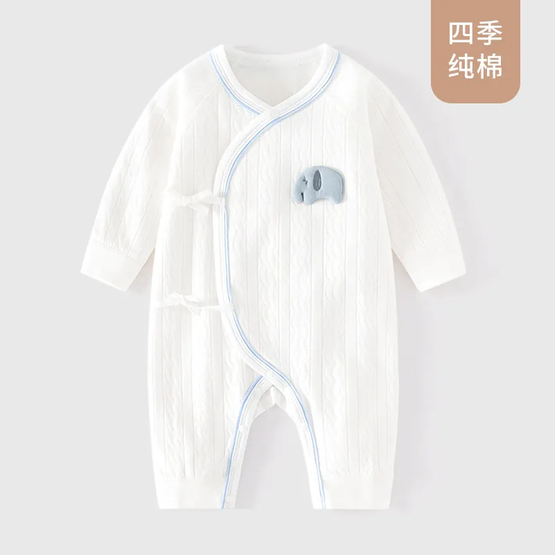 Newborn Baby Cotton Jumpsuit - Four-Season Pajamas with Jacquard Straps - Cute Cartoon Harem Design for Boys and Girls thumbnail 7