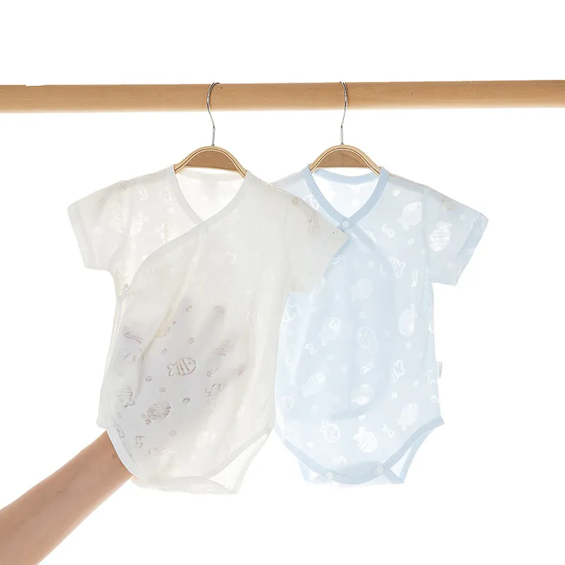 Baby Summer Clothes Set - Short Sleeve Thin Triangle Harem Newborn One-Piece Pajamas - Breathable Romper for Infants thumbnail 1