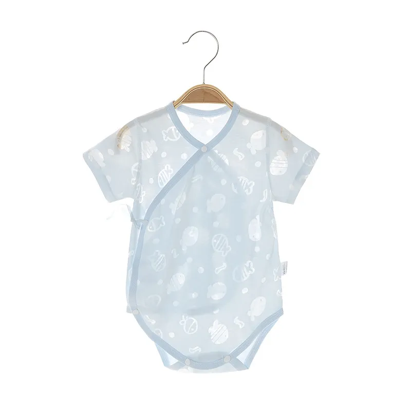 Baby Summer Clothes Set - Short Sleeve Thin Triangle Harem Newborn One-Piece Pajamas - Breathable Romper for Infants thumbnail 5