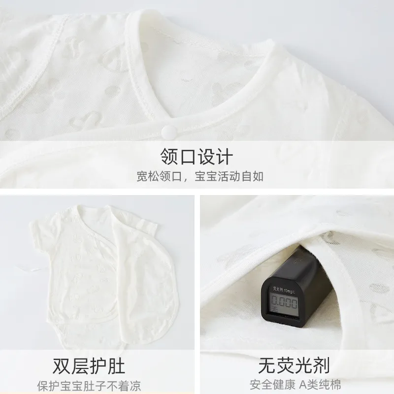 Baby Summer Clothes Set - Short Sleeve Thin Triangle Harem Newborn One-Piece Pajamas - Breathable Romper for Infants thumbnail 4