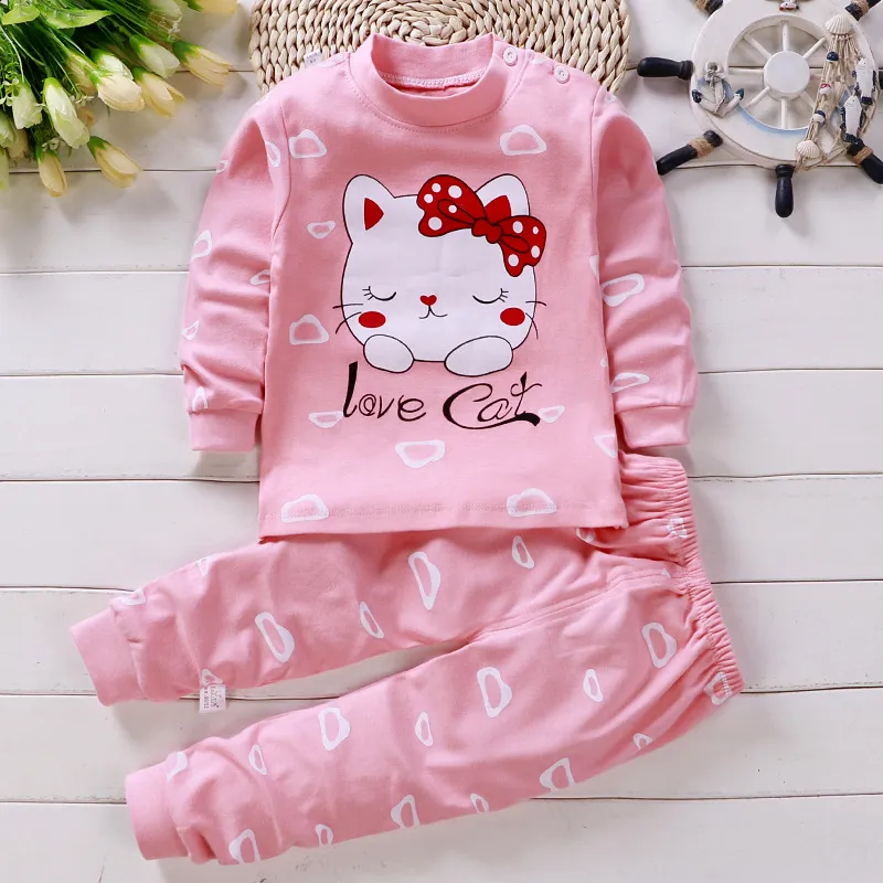 Kids Cotton Pajama Set - Soft Spring/Autumn Underwear Suit for Boys and Girls - Baby Sleepwear, Home Clothing Wholesale thumbnail 2