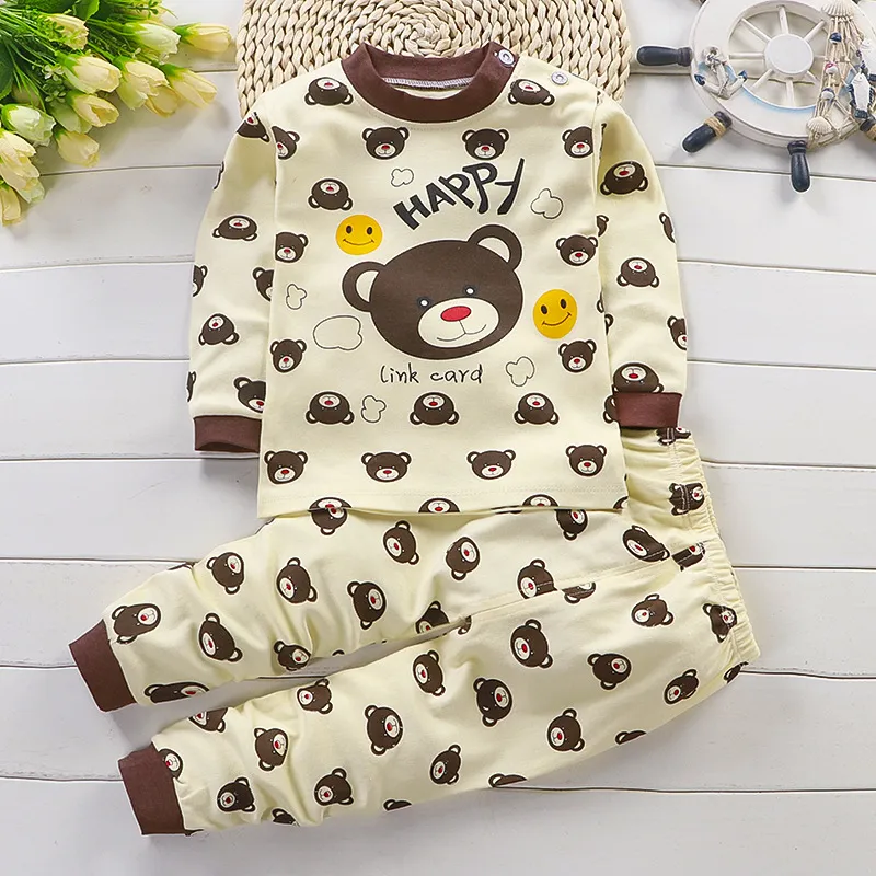 Kids Cotton Pajama Set - Soft Spring/Autumn Underwear Suit for Boys and Girls - Baby Sleepwear, Home Clothing Wholesale thumbnail 4
