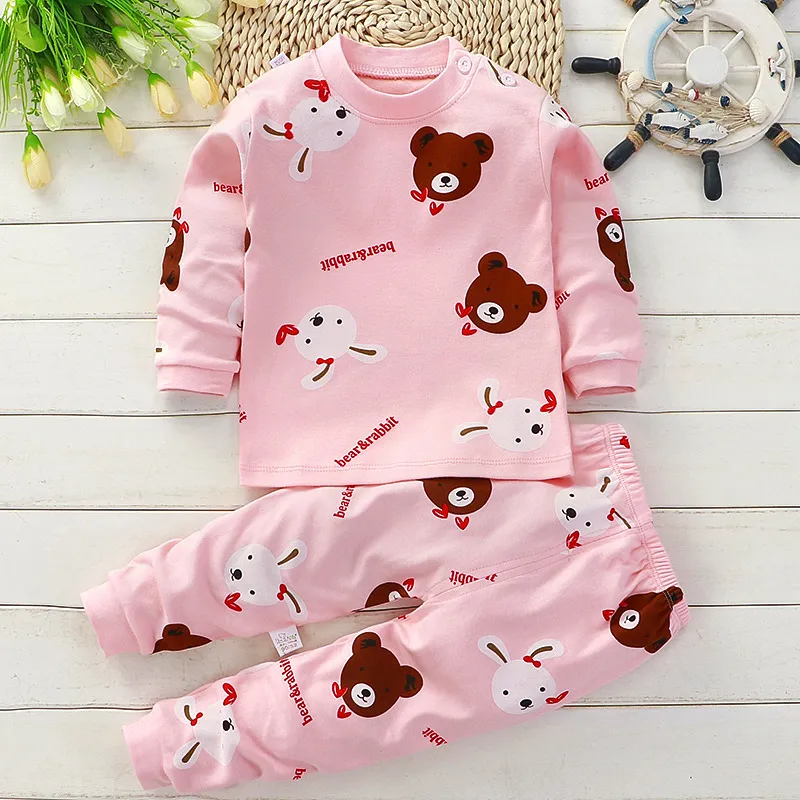Kids Cotton Pajama Set - Soft Spring/Autumn Underwear Suit for Boys and Girls - Baby Sleepwear, Home Clothing Wholesale thumbnail 3
