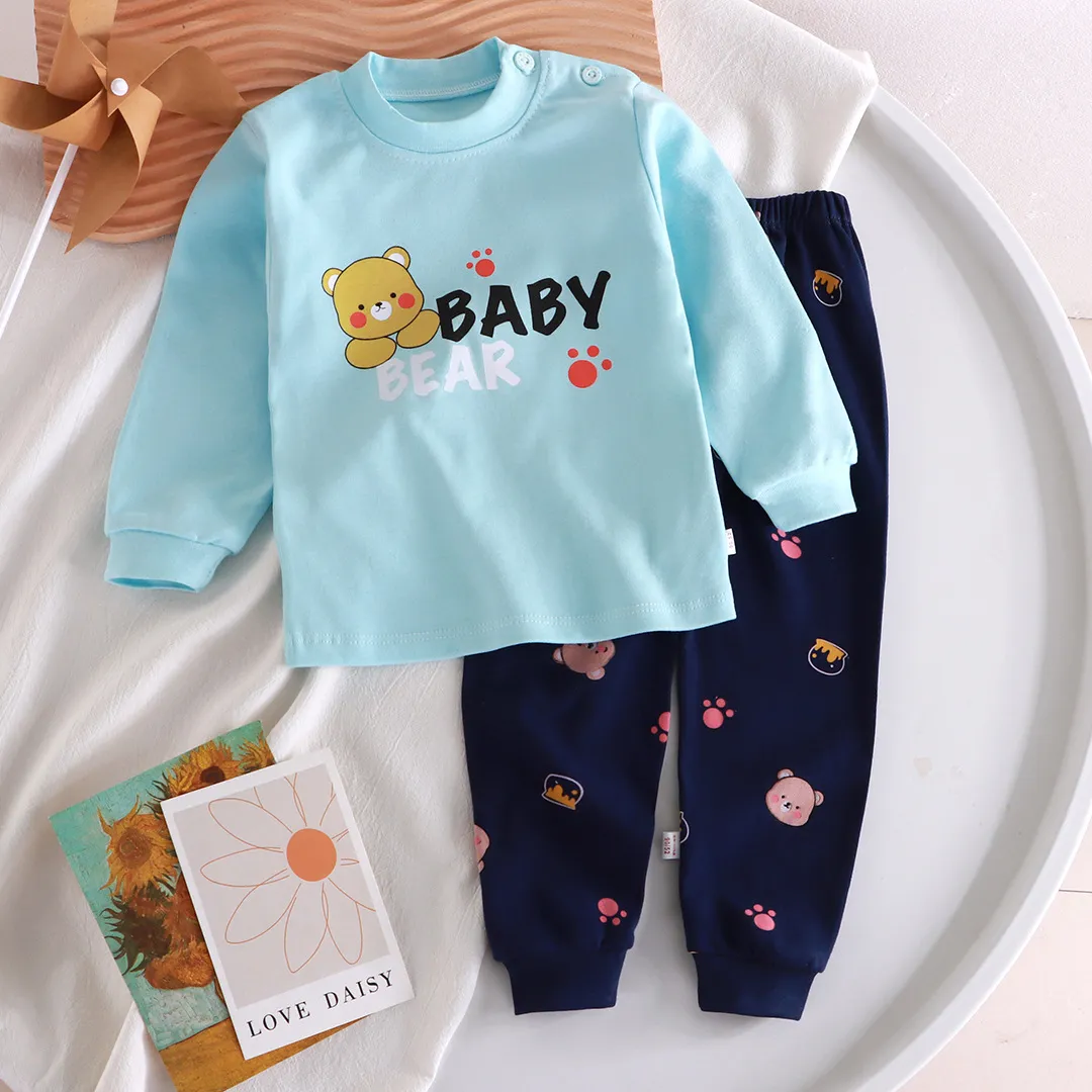 Kids Cotton Pajama Set - Soft Spring/Autumn Underwear Suit for Boys and Girls - Baby Sleepwear, Home Clothing Wholesale thumbnail 9