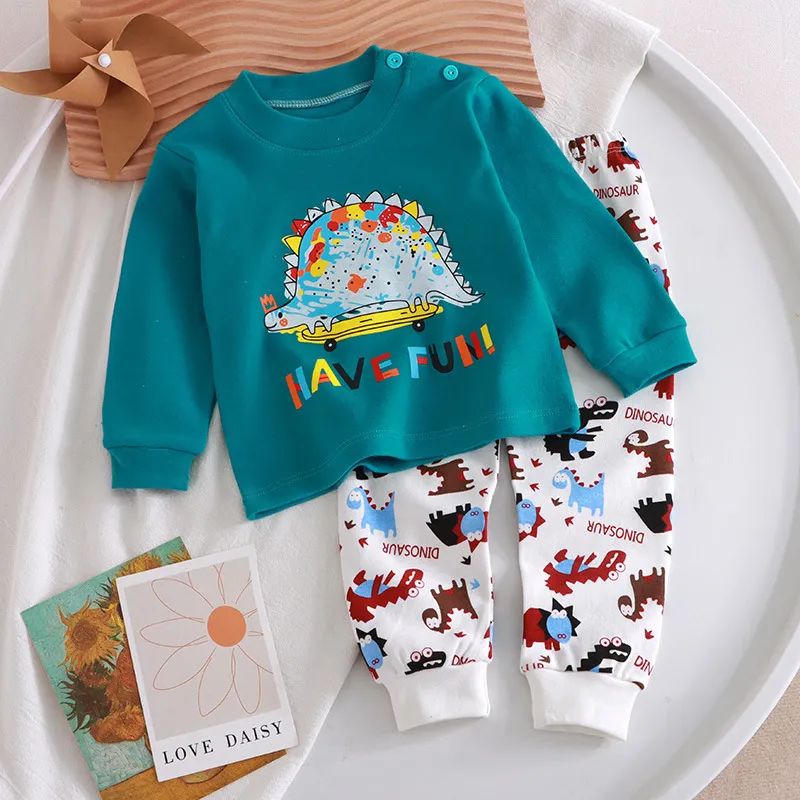 Kids Cotton Pajama Set - Soft Spring/Autumn Underwear Suit for Boys and Girls - Baby Sleepwear, Home Clothing Wholesale thumbnail 6