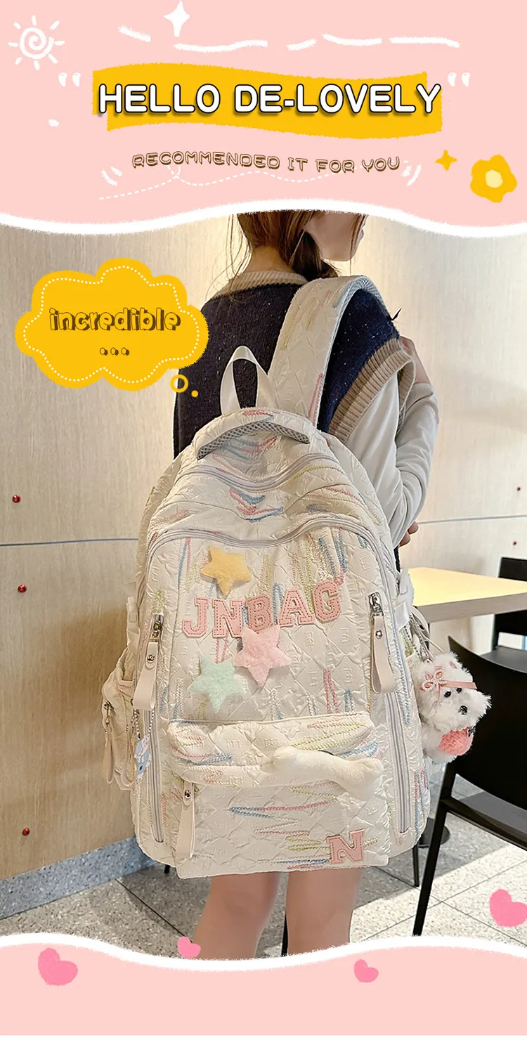Cute Lightweight Backpack for Teenage Girls - Large Capacity Schoolbag for Junior High and High School Students - Kawaii Style Bookbag showcase 2