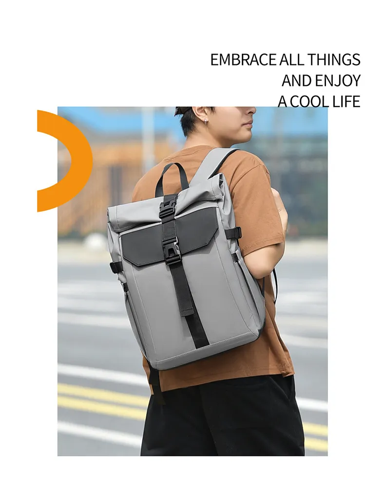 Men's Multifunctional Backpack, Simple Business Style, Large Capacity Laptop Bag, Short Trip Travel Backpack, Student School Bag showcase 11