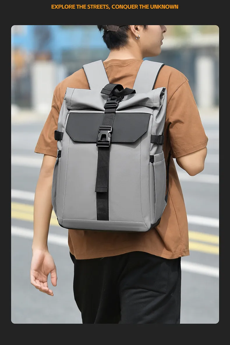 Men's Multifunctional Backpack, Simple Business Style, Large Capacity Laptop Bag, Short Trip Travel Backpack, Student School Bag showcase 12
