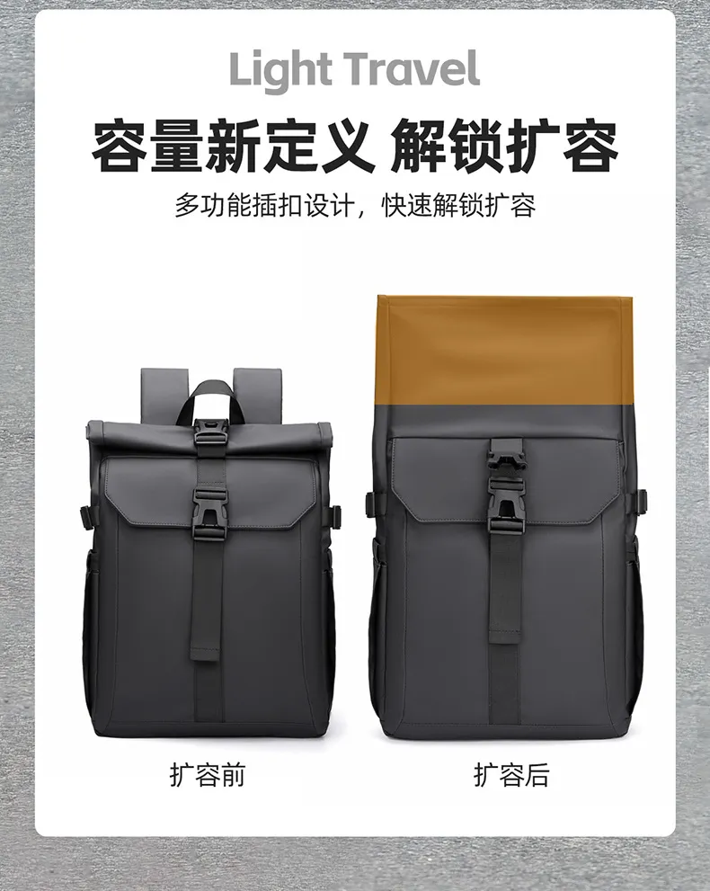 Men's Multifunctional Backpack, Simple Business Style, Large Capacity Laptop Bag, Short Trip Travel Backpack, Student School Bag showcase 13