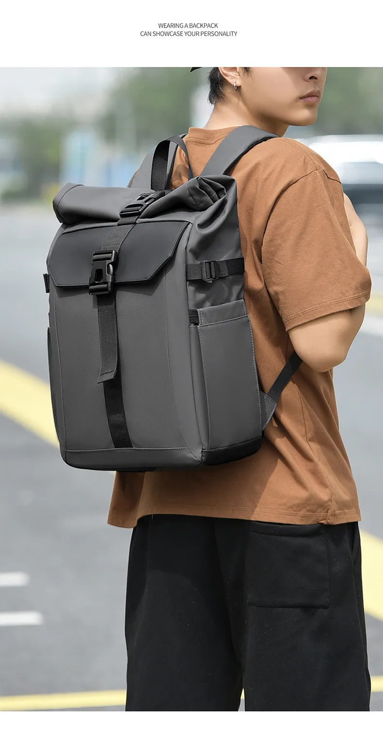 Men's Multifunctional Backpack, Simple Business Style, Large Capacity Laptop Bag, Short Trip Travel Backpack, Student School Bag showcase 10